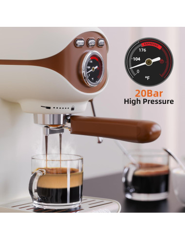 Máquina de Café Espresso Nesskoko 20 Bar Semi-Automática Blanca