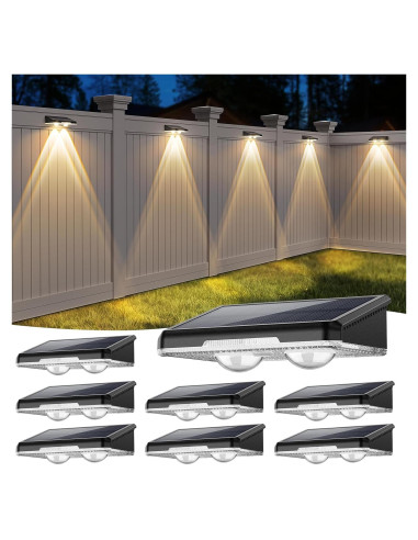 Luces Solares para Cercas UGDLUCK 8 Pack RGB y Blanco Cálido