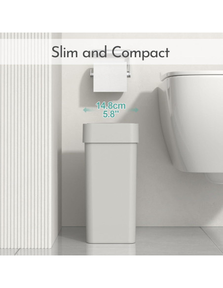 Papelera de Baño ELPHECO con Sensor 9.5L Gris Papelera de Baño ELPHECO con Sensor 9.5L Gris
