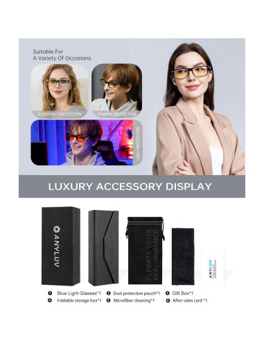 Gafas de Bloqueo de Luz Azul ANYLUV AN217-EP para Hombres y Mujeres