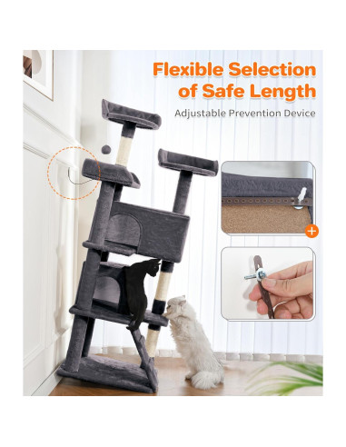 Árbol para Gatos Made4Pets 142cm Multi-Nivel con 2 Condominios