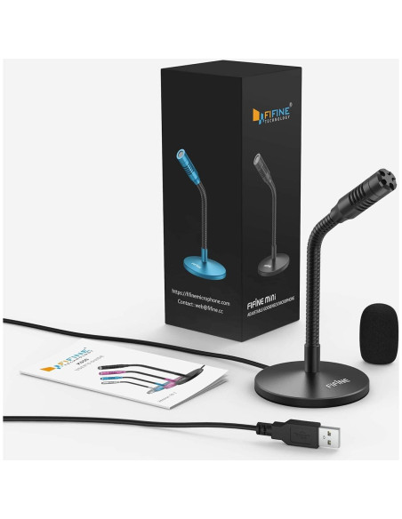 Micrófono USB FIFINE K050 Mini de Escritorio con Cuello Ajustable Micrófono USB FIFINE K050 Mini de Escritorio con Cuello Ajustable