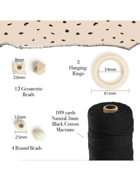Kit de Macramé Aesthetic Creative - 3 Soportes de Plantas - 99m Cuerda Algodón 3mm Kit de Macramé Aesthetic Creative - 3 Soportes de Plantas - 99m Cuerda Algodón 3mm
