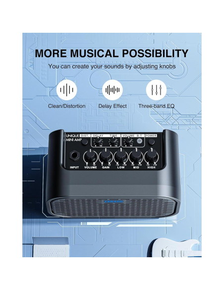 Amplificador de guitarra eléctrica LEKATO 10W Bluetooth portátil Amplificador de guitarra eléctrica LEKATO 10W Bluetooth portátil