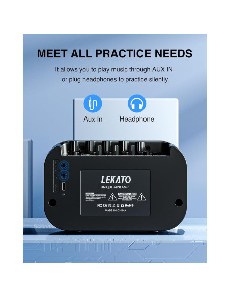 Amplificador de guitarra eléctrica LEKATO 10W Bluetooth portátil Amplificador de guitarra eléctrica LEKATO 10W Bluetooth portátil