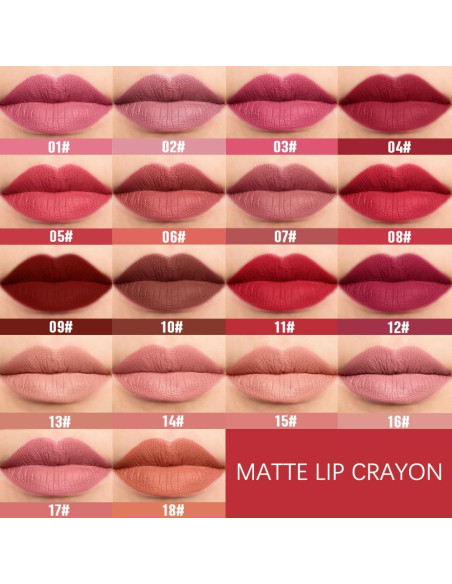 Set de Lápices Labiales Mate BINGBRUSH - 12 Colores, Impermeable