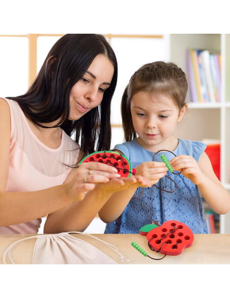 Juguete de Enhebrado KLT de Madera para Niños - Manzana y Sandía Juguete de Enhebrado KLT de Madera para Niños - Manzana y Sandía
