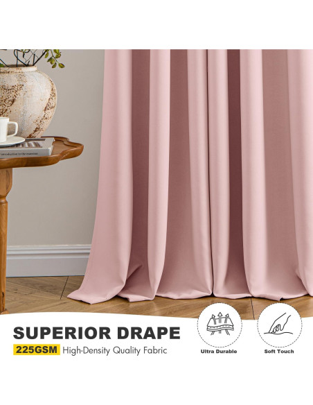 Cortinas Opacas MIULEE Rosa Bebé 2 Paneles 101.6x160 cm Cortinas Opacas MIULEE Rosa Bebé 2 Paneles 101.6x160 cm