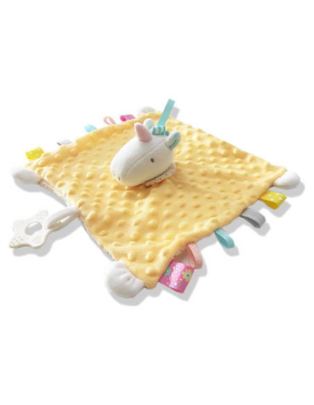 Manta de Seguridad Unicornio Amarillo Upalupa 28x28 cm Suave Manta de Seguridad Unicornio Amarillo Upalupa 28x28 cm Suave