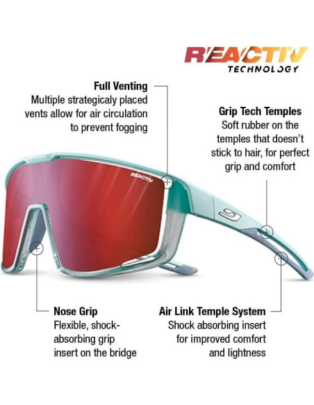 Gafas de sol Julbo Fury unisex con lente Reactiv 0-3 Gafas de sol Julbo Fury unisex con lente Reactiv 0-3