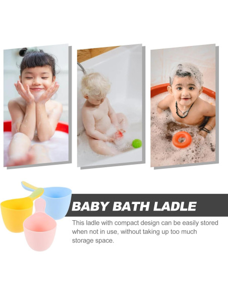 Cucharón de Baño para Bebé Alipis 3 Piezas Plástico Seguro Cucharón de Baño para Bebé Alipis 3 Piezas Plástico Seguro