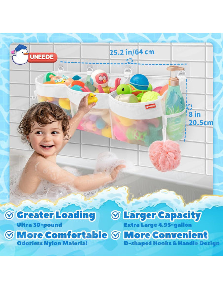 Organizador de Juguetes de Baño UNEEDE 18.79L Malla Secado Rápido Organizador de Juguetes de Baño UNEEDE 18.79L Malla Secado Rápido