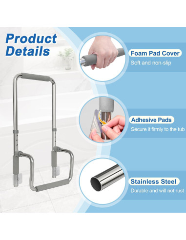 Barra de Agarre para Baño NEAUDE Ajustable 38-43 cm Antideslizante