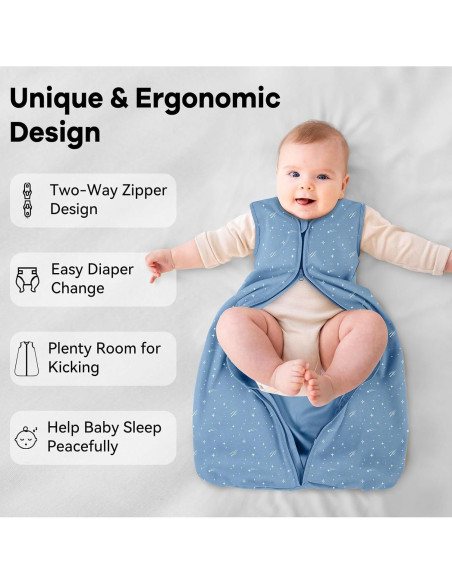 Saco de Sueño para Bebés Unnivoll 6-12 Meses 100% Algodón 3 Pzs Saco de Sueño para Bebés Unnivoll 6-12 Meses 100% Algodón 3 Pzs