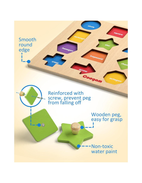Rompecabezas de Madera Montessori Coogam 16 Piezas Colores Rompecabezas de Madera Montessori Coogam 16 Piezas Colores