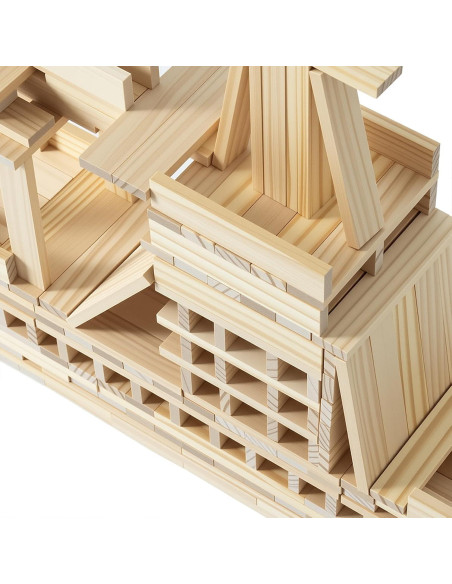 300 Bloques de Construcción de Madera Natural Penepico 3-8 Años 300 Bloques de Construcción de Madera Natural Penepico 3-8 Años