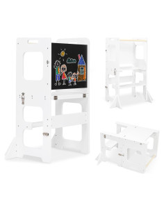 Torre de Aprendizaje JOLIE VALLÉE para Niños 4 en 1 Blanca