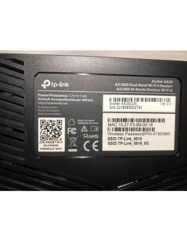 Enrutador TP-Link Archer AX20 AX1800 Wi-Fi 6 Doble Banda