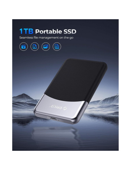 ORICO SSD Externo 1TB USB-C 3.2 Resistente al Polvo y Caídas ORICO SSD Externo 1TB USB-C 3.2 Resistente al Polvo y Caídas