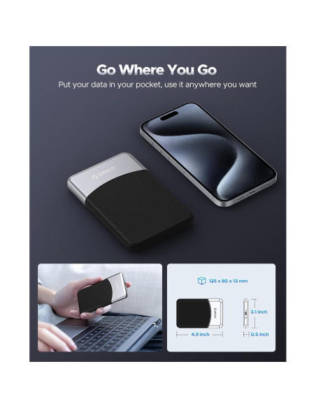 ORICO SSD Externo 1TB USB-C 3.2 Resistente al Polvo y Caídas ORICO SSD Externo 1TB USB-C 3.2 Resistente al Polvo y Caídas