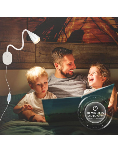Luz de lectura LED de pared LiFMIRA, regulable 10 niveles, USB