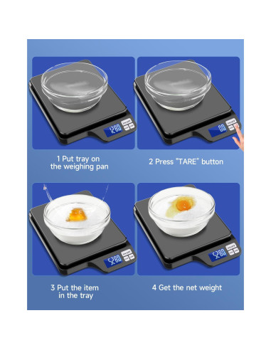 Escala de Cocina KUBEI 5kg Alta Precisión 0.1g Recargable USB