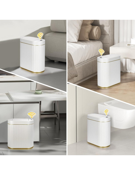 Papelera de Baño Automática ELPHECO con Sensor Blanco Dorado Papelera de Baño Automática ELPHECO con Sensor Blanco Dorado