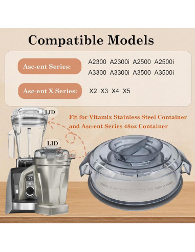 Tapa de licuadora Sacumea 48oz compatible con Vitamix A3500