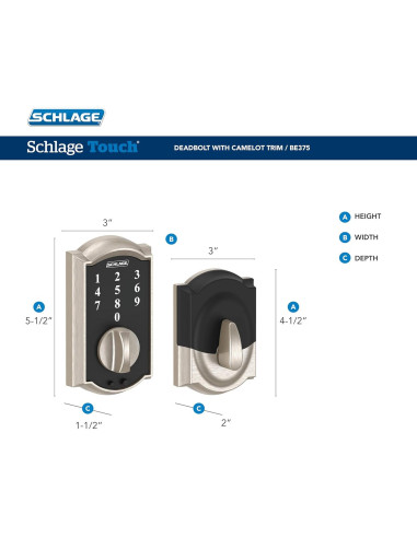 Cerradura Electrónica Sin Llave Schlage BE375 CAM 609 Bronce Antiguo