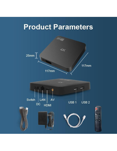 Reproductor de medios 4K Lunzn YM05 HDMI USB CMS gratuito
