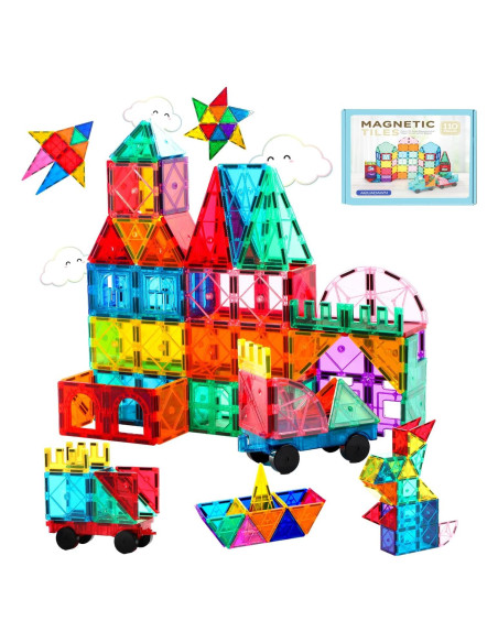 Juego de Azulejos Magnéticos 110 Piezas con 2 Coches - NINGBO VEIZA Juego de Azulejos Magnéticos 110 Piezas con 2 Coches - NINGBO VEIZA