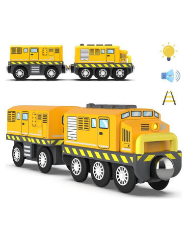 Tren de Madera a Batería HYPERLIVING Amarillo con Luces