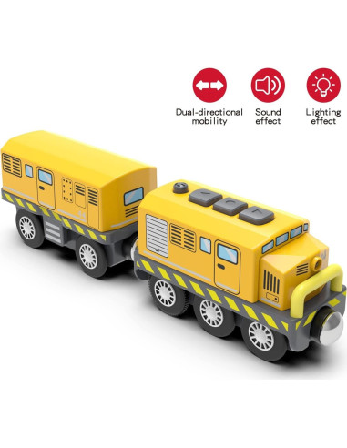 Tren de Madera a Batería HYPERLIVING Amarillo con Luces