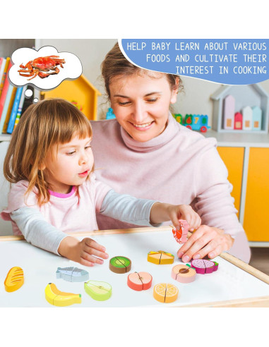 Set de Comida de Juego de Madera XPIY - Juguete Montessori 1-3 Años