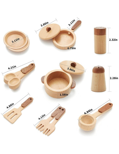 Juego de Té de Madera WHOHOLL para Niños - 14 Piezas