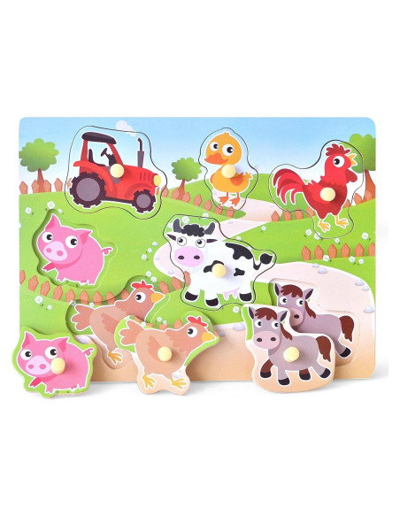 Rompecabezas de Madera Granja May & Z con 7 Piezas para Bebés Rompecabezas de Madera Granja May & Z con 7 Piezas para Bebés