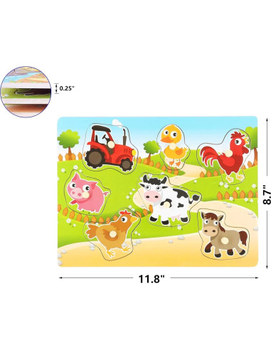 Rompecabezas de Madera Granja May & Z con 7 Piezas para Bebés