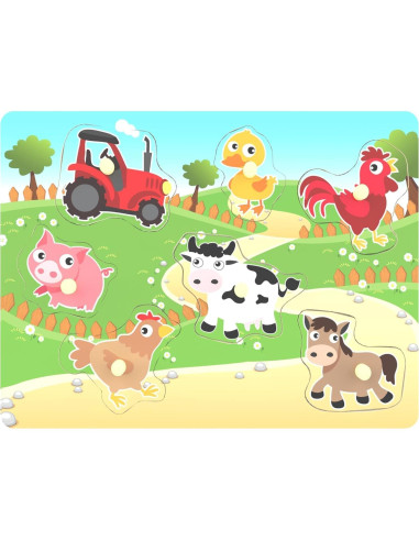 Rompecabezas de Madera Granja May & Z con 7 Piezas para Bebés