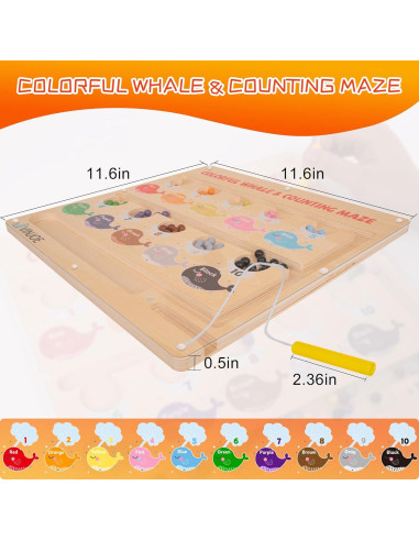 Laberinto Magnético de Colores y Números VINJOE - Juguete Educativo para Niños 3-6 Años