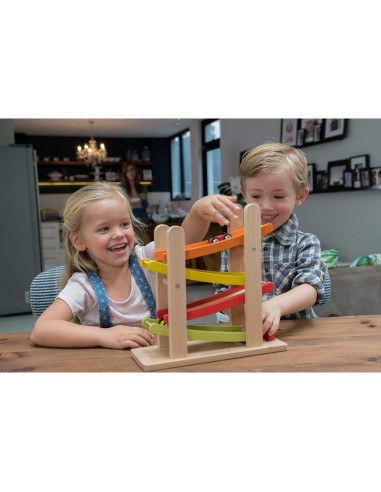 Ramp Racer de Madera EverEarth con 4 Coches para Niños