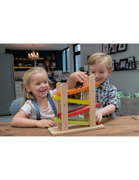 Ramp Racer de Madera EverEarth con 4 Coches para Niños Ramp Racer de Madera EverEarth con 4 Coches para Niños