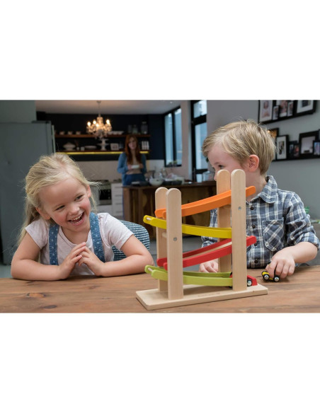 Ramp Racer de Madera EverEarth con 4 Coches para Niños Ramp Racer de Madera EverEarth con 4 Coches para Niños