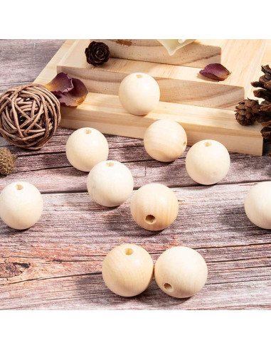 560 Perlas Redondas de Madera Natural FXSALE 12 mm para Manualidades