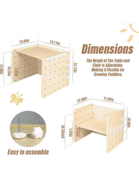 Juego de Mesa y Sillas Montessori WOOD CITY para Niños 1-3 Años Juego de Mesa y Sillas Montessori WOOD CITY para Niños 1-3 Años