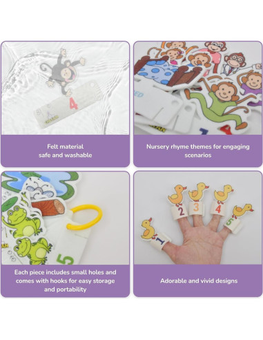 Títeres de Dedo CHEFAN 34 Pcs Animales de Fieltro para Niños
