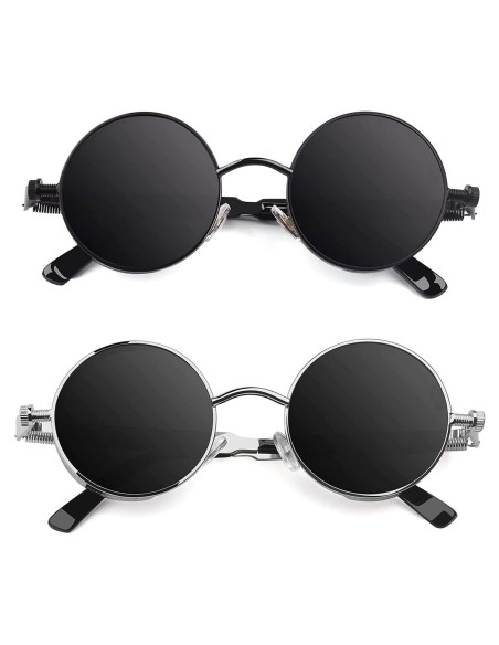 CGID Gafas de Sol Redondas Retro Steampunk UV400 CGID Gafas de Sol Redondas Retro Steampunk UV400