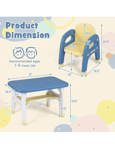 Conjunto de Mesa y Sillas Dinosaurio Costzon para Niños