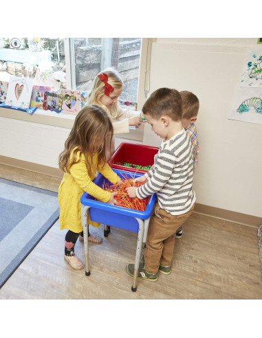 Mesa de Juego Sensorial ECR4Kids Ajustable 2 Estaciones Azul/Rojo