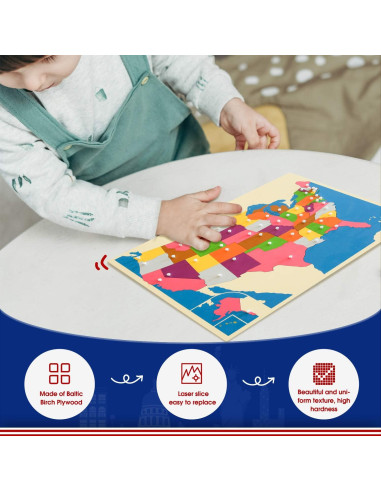 Rompecabezas Mapa de EE. UU. Montessori Outlet 57x45 cm