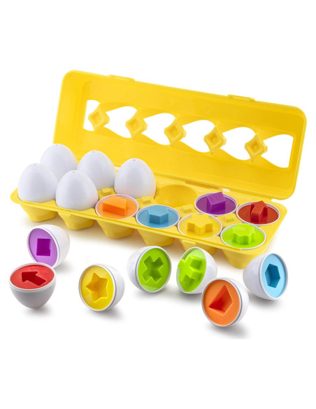 Set de 12 Huevos de Coincidencia de Formas y Colores Play Brainy - Juguete Educativo Montessori para Niños Set de 12 Huevos de Coincidencia de Formas y Colores Play Brainy - Juguete Educativo Montessori para Niños